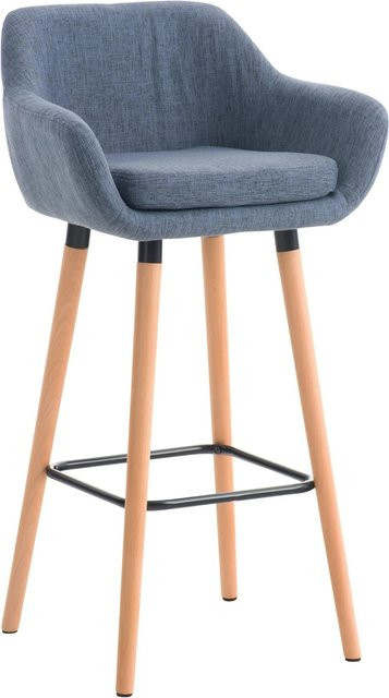 DELUKE Barhocker VILO mit Lehne in Blau mit Stoffbezug und Buchenholz, H x B x T: 99 x 55 x 46 cm - Bild 1