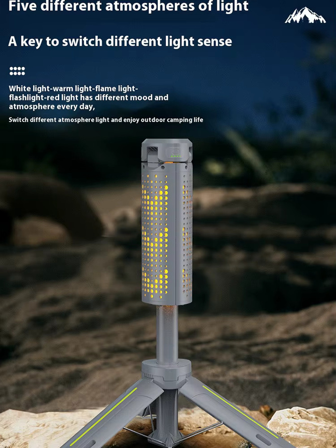 ESMARTER Multifunktionale Faltbare Campinglampe Grau, Wiederaufladbare Tragbare Arbeitsleuchte mit 1000 Lumen und Stativ für Outdoor, Garten und Arbeit - Bild 7