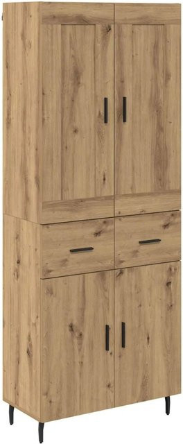 vidaXL Highboard 2-teilig in Artisan-Eiche mit Glastüren und Schubladen, B/T/H: 180 x 34 x 60 cm - Bild 1