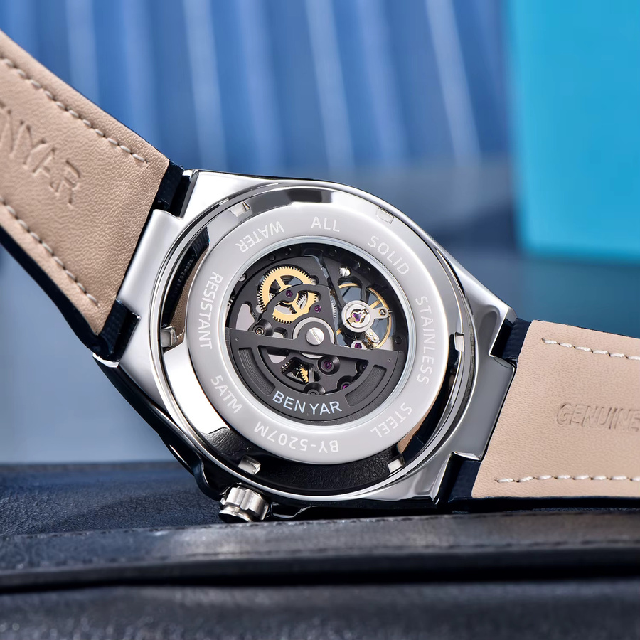 BENYAR Armbanduhr Automatik, Edelstahl, Blau, Herren - Bild 5