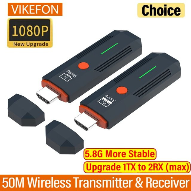 VIKEFON Drahtloser HDMI Video Sender und Empfänger Full HD 1080P Display Extender für Laptop, PC und Kamera zu TV, Reichweite: 50 m - Bild 1