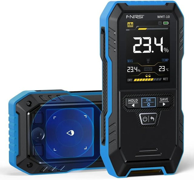 FNIRSI WMT-10 Induktives Feuchtigkeitsmessgerät für Holz und Wände mit Farbdisplay und Akku in Blau - Bild 1