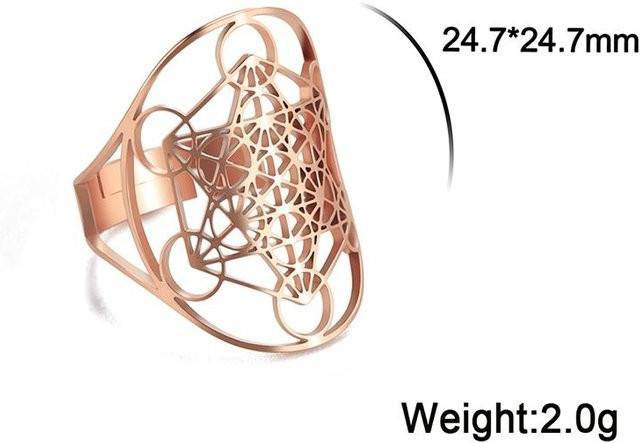 Rui Di Ring Siegel des Erzengels Metatron, Edelstahl, Roségold, Unisex - Bild 1