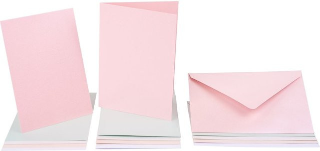 5er Set Perlmutt-Doppelkarten in Pastellfarben mit Folia-Effekt - Bild 1