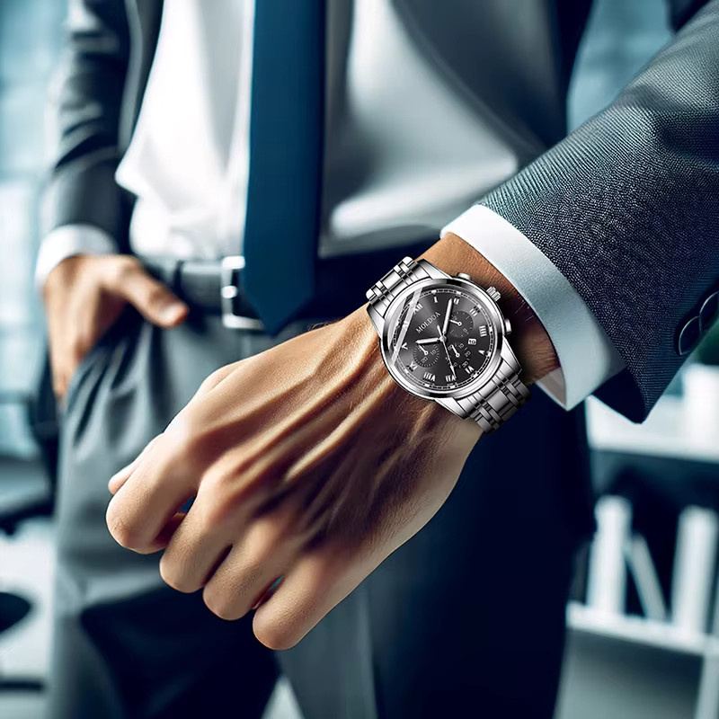 CAROTIF Armbanduhr Quarz, Edelstahl, Schwarz, Silber, Herren - Bild 6
