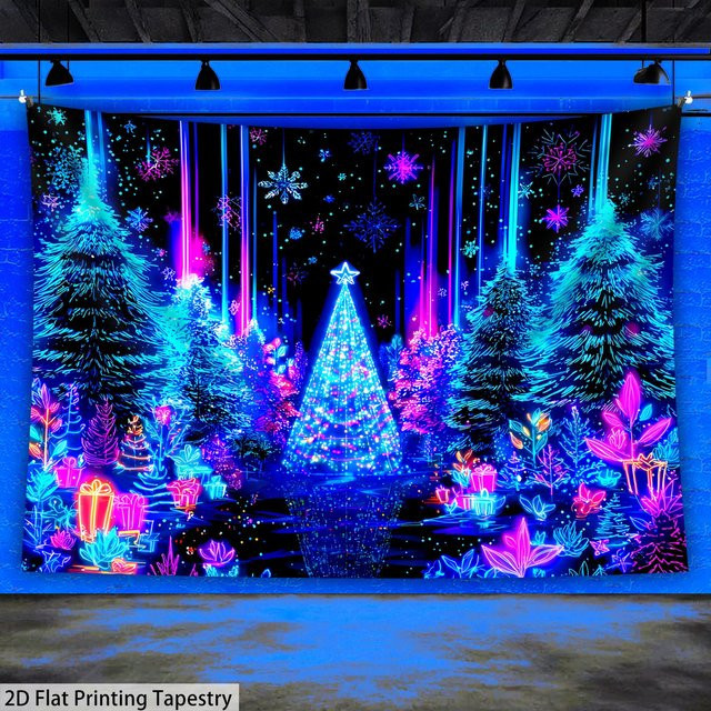 VIKAMA Weihnachts-Wandteppich mit verträumtem Weihnachtswald für deine Wohnzimmer-Dekoration - Bild 1