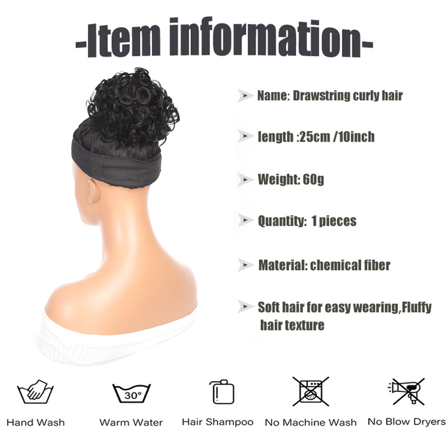 allaosify Messy Bun Haarknoten, synthetische Fasern, kurz, lockig, Damen - Bild 3