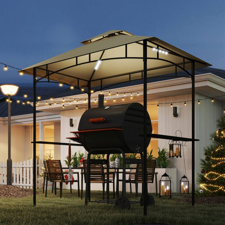 Outsunny Grillpavillon aus Metall und Polyester in Beige, B/H/L: 150 x 258 x 240 cm - Bild 2