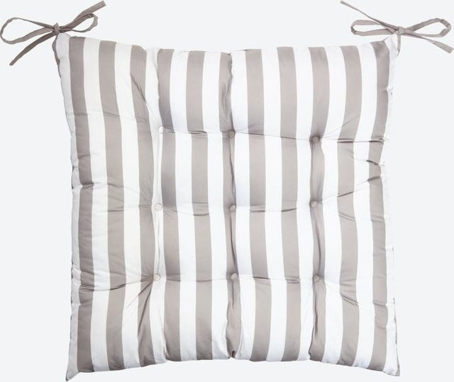 NKD Stuhlkissen quadratisch mit Bindebändern aus Polyester in Grau und Beige, B/T/H: 45 x 45 x 1 cm - Bild 1