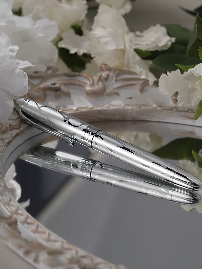Hongdian 5010 Kalligraphie-Füllfederhalter mit Iridium-Feder und silbernem Metallgeprägtes Design für Studenten und Büro - Bild 5