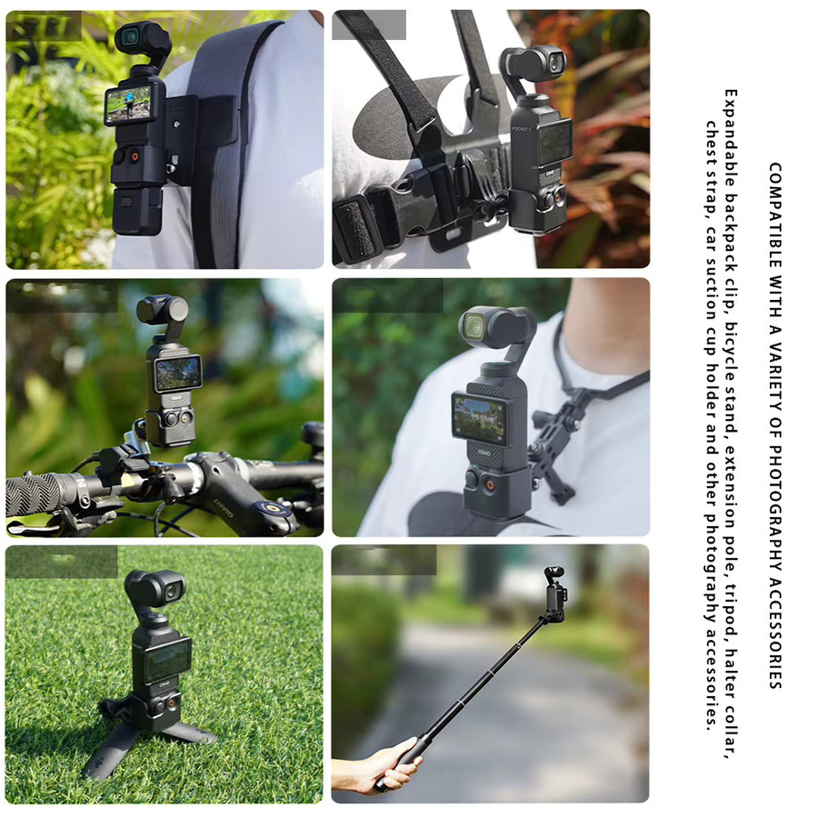 DJI Osmo Pocket 3 Zubehörset in Schwarz mit Kopfgurthalterung, Brusthalterung, Rucksack-Clip und 1/4-Zoll-Gewindeadapter - Bild 4