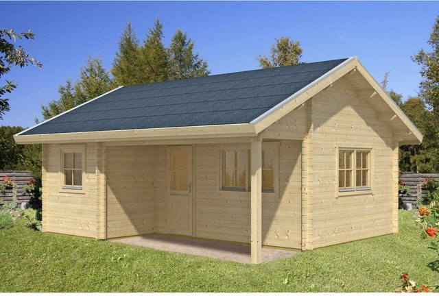 Skan Holz-Gartenhaus Ontario Blockbohlenhaus aus Fichte in Braun, B/T: 600 x 500 cm - Bild 1