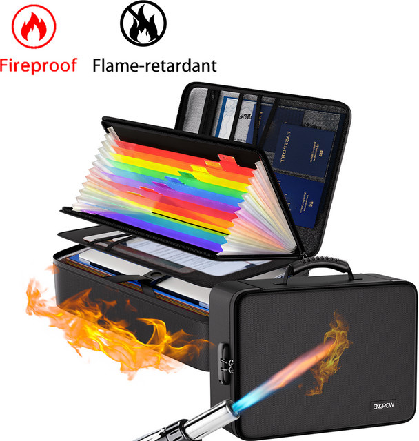 Feuerfeste und abschließbare Aufbewahrungsbox aus Aluminium in Schwarz für Dokumente, Laptops und wichtige Gegenstände - Bild 1