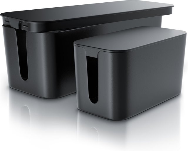 BEARWARE Kabelbox mit Gummifüßen für Kabelmanagement und Ladebox in Schwarz - Bild 1