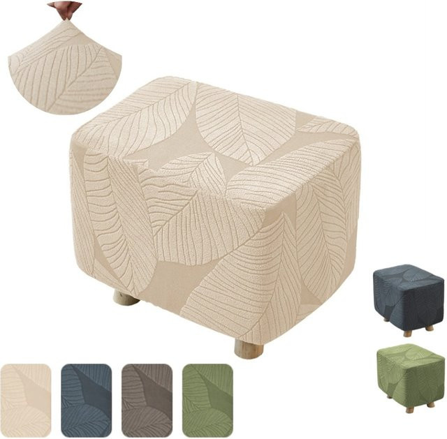 Yupartex Jacquard Ottoman-Bezug elastischer Fußhocker-Überzug rutschfest in Grün und Beige - Bild 1