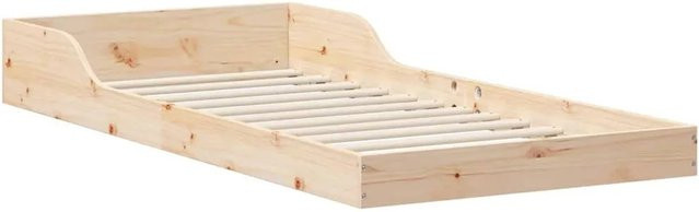 vidaXL Bettrahmen aus massivem Kiefernholz in Braun und Beige, B/T/H: 90 x 190 x 78,5 cm - Bild 1