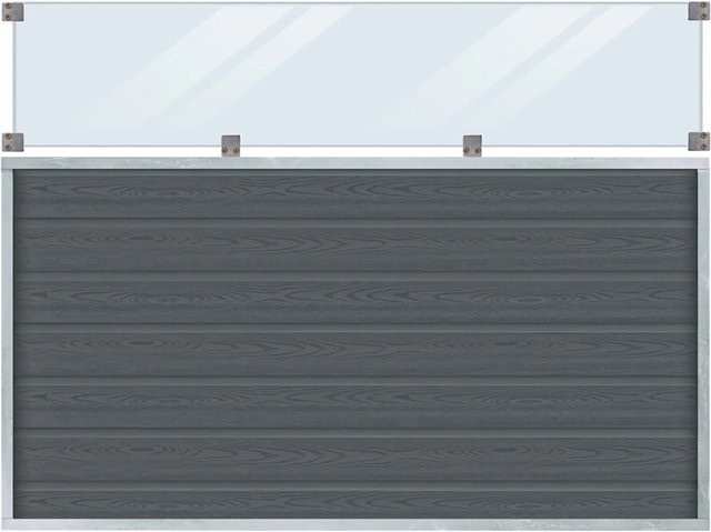 Plus Sichtschutzzaun Artura aus WPC und Glas in Schiefergrau, B/H: 135 x 180 cm - Bild 1