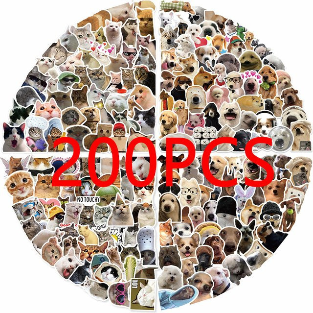 Charile Lustige Katzen und Hunde Meme Aufkleber Kawaii Tier Graffiti Sticker in Multicolor für Notizbuch Gepäck und Auto - Bild 1