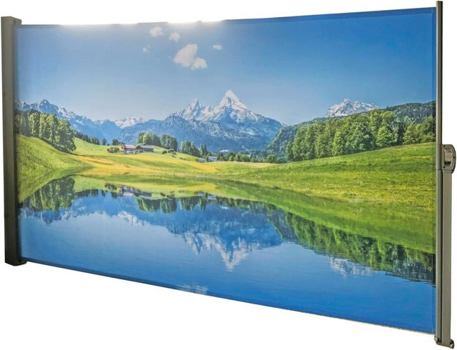 DELUKE Seitenmarkise FABI Motiv Bergsee, Mehrfarbig, Polyester, B/H: 160 x 90 cm - Bild 1