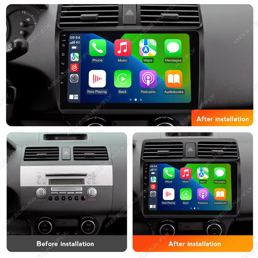 NaviFly 2 Din Wireless Carplay und Android Auto Autoradio mit GPS für Suzuki Swift 2003 bis 2010 in Schwarz - Bild 2
