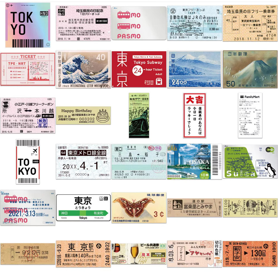 60 Stück Cartoon Tokyo Reise Briefmarken Graffiti Aufkleber in Multicolour für Fahrrad, Notizbuch und Federmäppchen - Bild 3