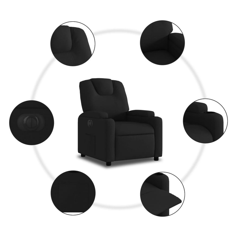 vidaXL Elektrischer Relaxsessel in Schwarz mit Stoffbezug - Bild 6