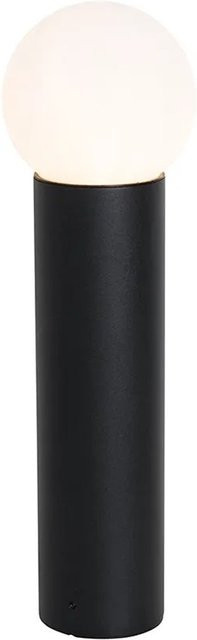 QAZQA Stehende Außenleuchte Schwarz mit Opalglas, moderne Gartenleuchte IP44 für Außenbereich und Carport, Höhe: 50 cm - Bild 1