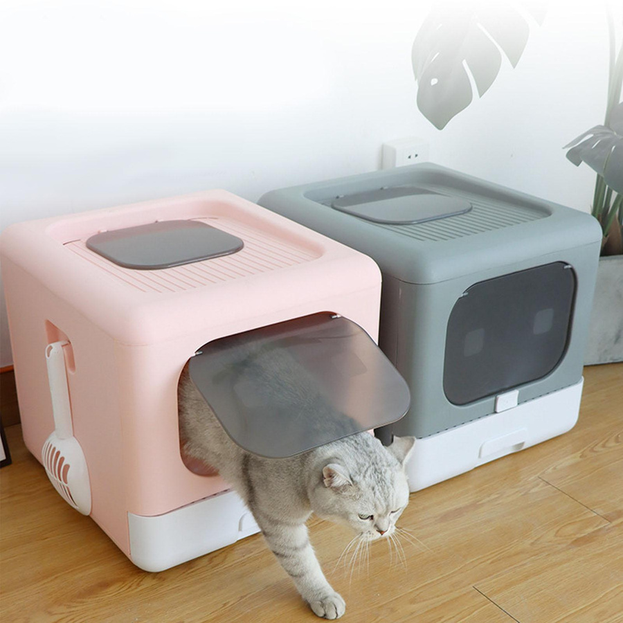Aimo Katzenklo aus Kunststoff in Rosa, auslaufsichere Katzentoilette in Großformat - Bild 3