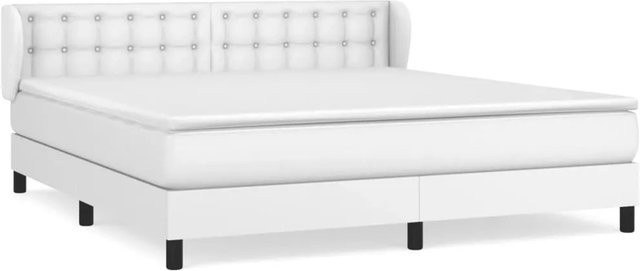 vidaXL Boxspringbett mit Matratze in Weiß aus Kunstleder mit Taschenfederkern, B/T: 180 x 200 cm - Bild 1