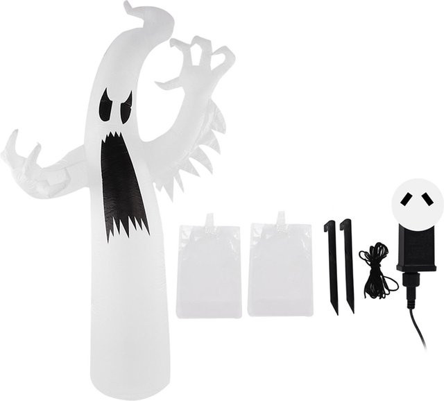 Aufblasbarer weißer Halloween-Geist mit bunter LED-Beleuchtung und IP44 wasserdichter Funktion für deinen Garten - Bild 1