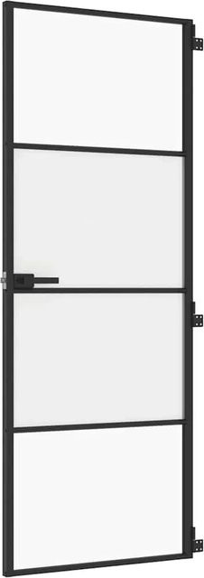 vidaXL Innentür modern in Schwarz mit Hartglas und Aluminium, B/H: 76 x 201,5 cm - Bild 1