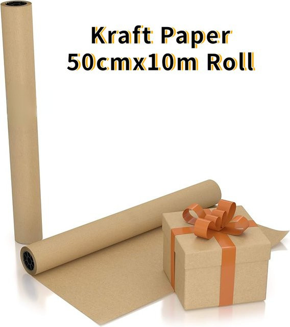 Braune Kraftpapierrolle für Geschenkverpackungen und Umzüge, Breite: 50 cm, Länge: 10 m - Bild 1
