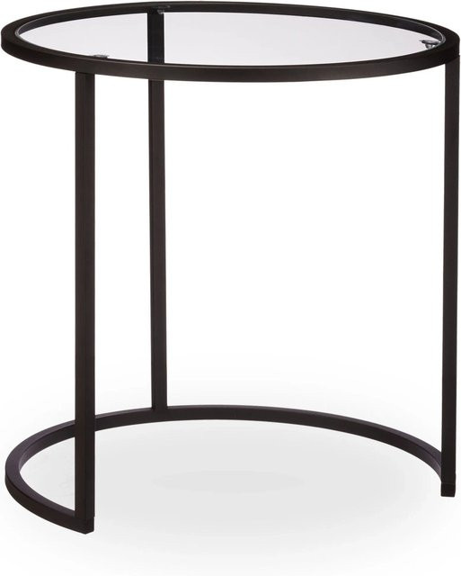Relaxdays Beistelltisch 2er Set modern in Schwarz aus Stahl und gehärtetem Glas, Durchmesser: 50,5 cm - Bild 1