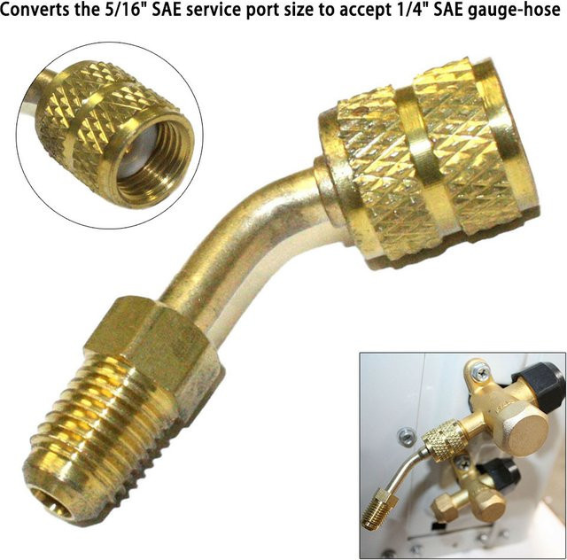 VIBRATITE HVAC-Adapter für Mini-Split-Klimaanlagen, Vakuum-Ladeadapter in Gold, Konvertierung von R410a 5/16 SAE Innengewinde auf 1/4 SAE Außengewinde-Anschluss - Bild 1