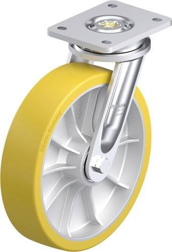 Blickle Schwerlast-Lenkrolle LO-ALTH 252K in Silber und Gelb aus Aluminium mit einem Rad-Durchmesser von 250 mm und einer Tragfähigkeit von maximal 1200 kg - Bild 1