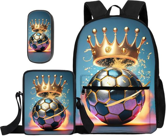 Fancy Style Studio Schulrucksack Set mit Umhängetasche und Federmäppchen im Fußball Design, mehrfarbig - Bild 1