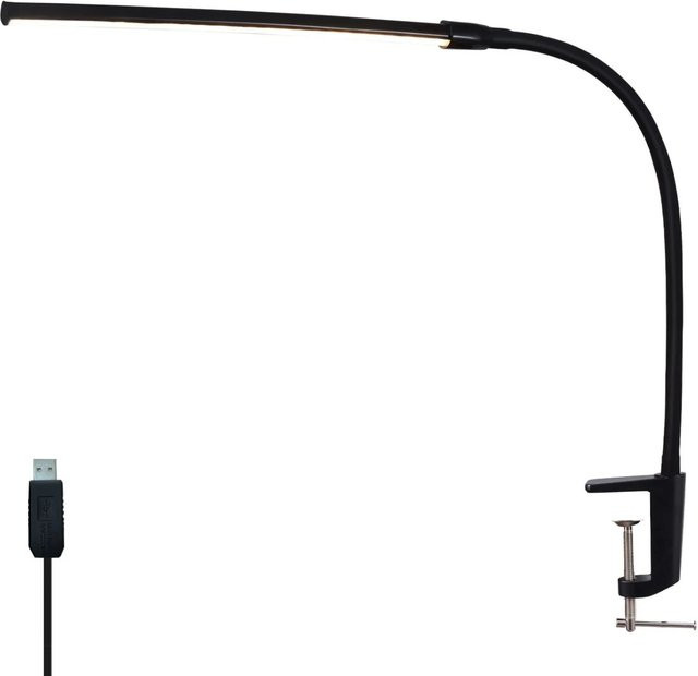 NETTLIFE LED Schreibtischlampe Schwarz mit Klemme, 5W USB-Betrieb, dimmbar mit 3 Farbmodi und 5 Helligkeitsstufen, flexibler Augenschutz für Home Office und Schlafzimmer - Bild 1