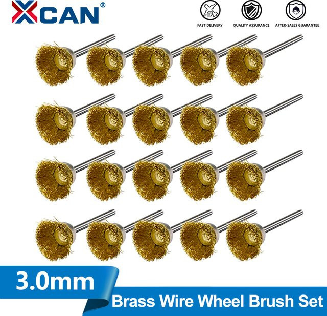XCAN 20-teiliges Drahtbürsten-Set aus Messing in Gold für Dremel-Rotationswerkzeuge zur Metallrostentfernung - Bild 1