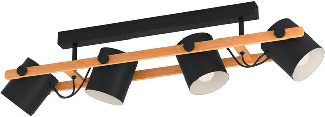 Eglo Deckenleuchte Hornwood 4-flammig in Schwarz, Beige und Braun aus Pinien-Holz und Metall mit E27 Fassung - Bild 1
