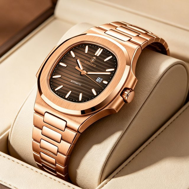 AIMANA Automatik-Armbanduhr, Edelstahl, Roségold, Herren - Bild 1
