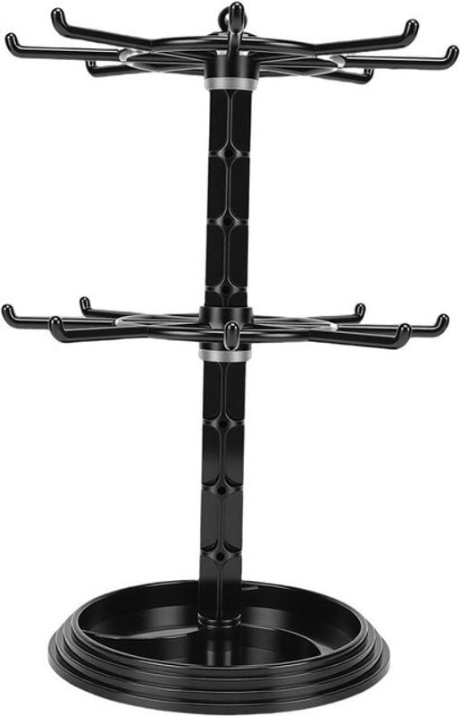 Fishine 2-stufiger rotierender Schmuck-Displayständer aus ABS und Acryl in Schwarz für Armbänder, Uhren und Ohrringe - Bild 1