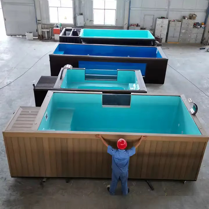B&B Integrierter Spa-Massagepool aus Fiberglas und Acryl in Blau, rechteckiges Schwimmbecken - Bild 4