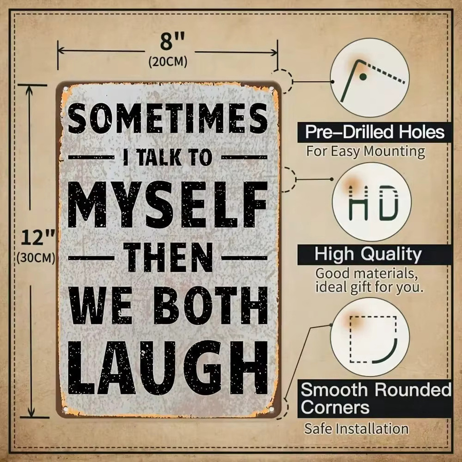 IHRBRAND Retro-Humor-Metallschild Sometimes I Talk To Myself Wandkunst B: 30,5 cm, H: 20,0 cm - Bild 4