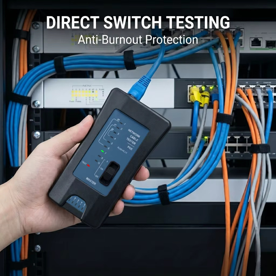 Nengshihengli Netzwerkkabel-Tester für RJ45 und RJ11 mit PoE Live-Switch-Testfunktion und Ethernet LAN Kabelverfolgungsgerät in Schwarz - Bild 2