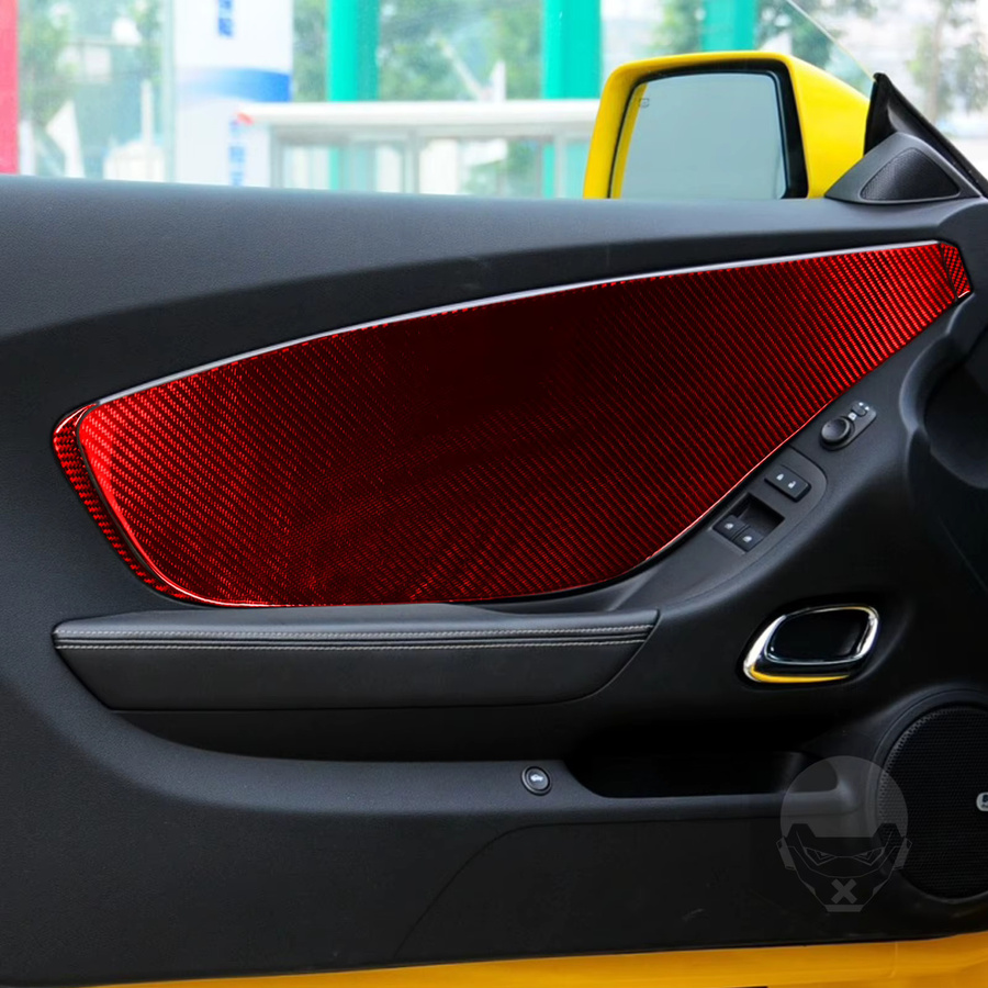 DDJCARBON Carbon Faser Auto Innen Tür Panel Abdeckung Trim Streifen Aufkleber für Chevrolet Camaro in Schwarz und Rot - Bild 1