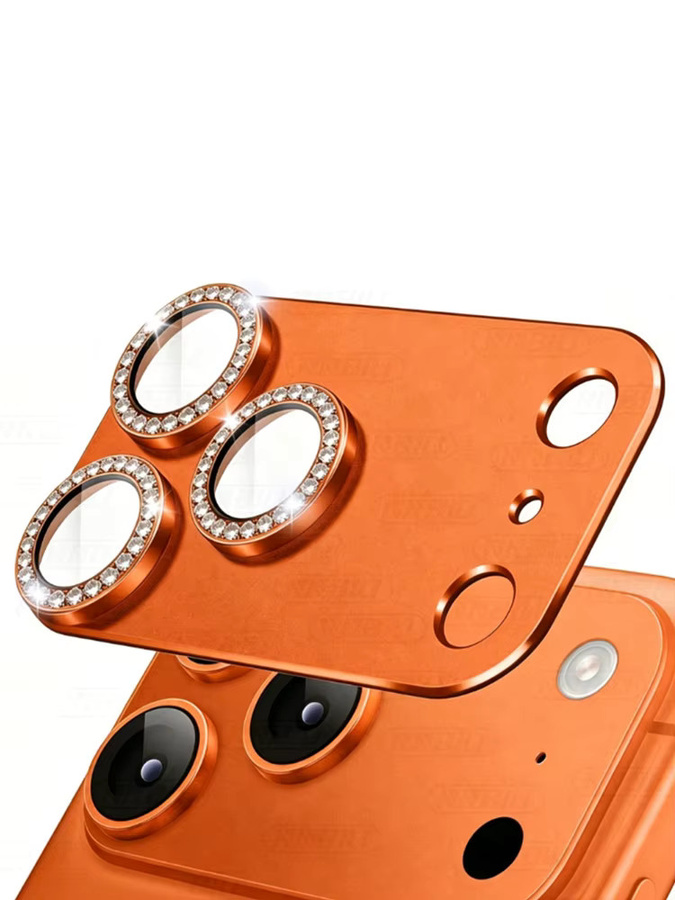 NNBILI Ultra HD Glitzer-Diamant-Metall-Kamerafolie für iPhone 17 Pro Max und 17 Pro in Silber und Orange - Bild 7