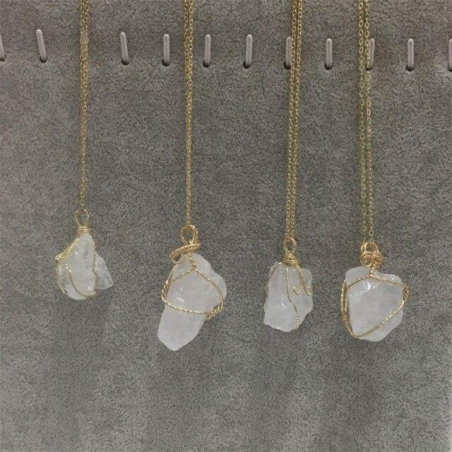 YIRAN Jewelry Anhänger Halskette, Kristallquarz, Goldton, Damen - Bild 1