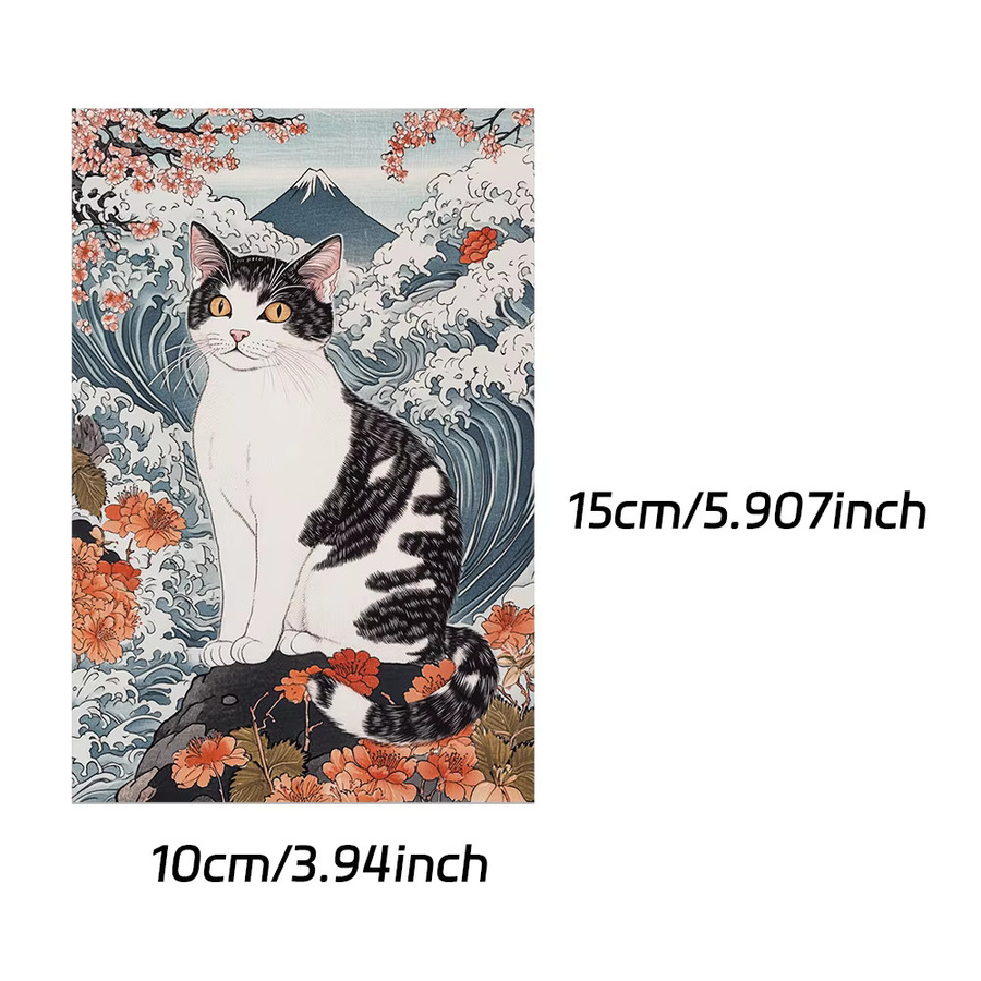 10 Stück Katzenpostkarten im japanischen Stil, minimalistische Wanddekoration mit abstrakten Illustrationen, mehrfarbig - Bild 2