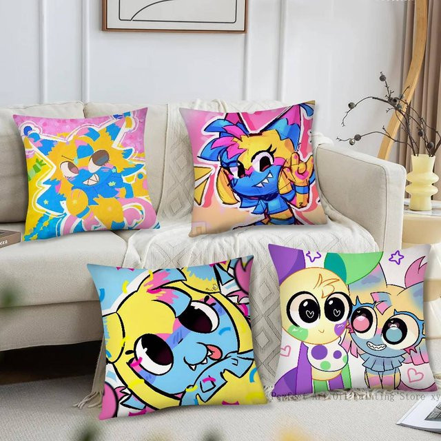 Y-Yatta Anime Kissenbezug von 52TOYS, quadratischer Kissenbezug in Multicolour für Sofa und Schlafzimmer, B/B: 40 x 40 cm - Bild 1