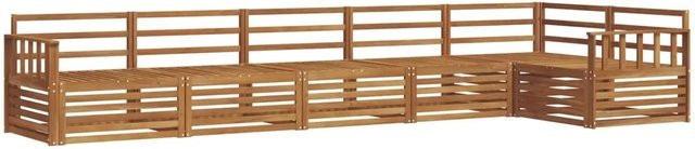vidaXL Outdoor-Sofagarnitur 6-teilig aus Massivholz Akazie in Natur Braun, L-Form mit Armlehnen - Bild 1
